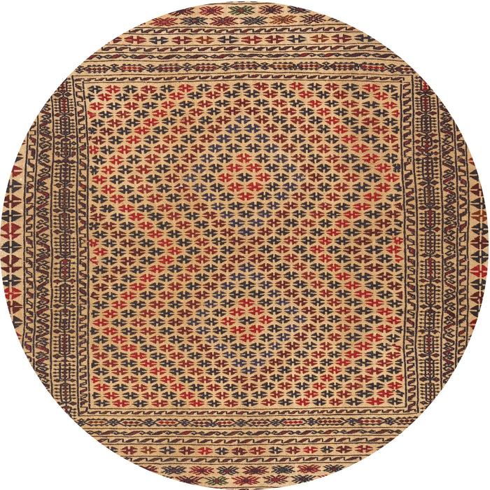 Round Traditional Dark Sienna Brown Southwestern Rug, tr2767