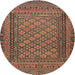 Round Traditional Brown Southwestern Rug, tr2768