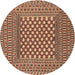 Round Traditional Saffron Red Southwestern Rug, tr2769