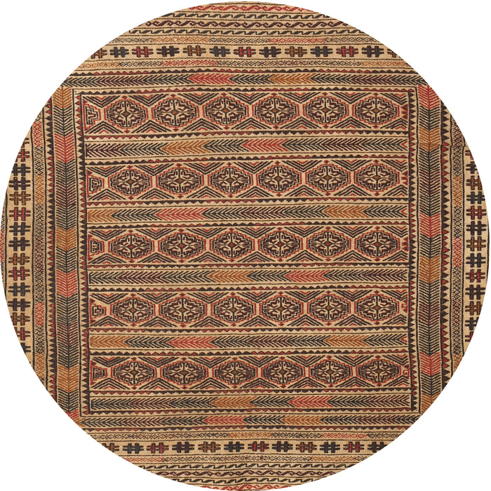 Round Traditional Sand Brown Southwestern Rug, tr2770