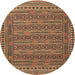 Round Traditional Sand Brown Southwestern Rug, tr2770