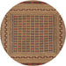 Round Traditional Orange Southwestern Rug, tr2771