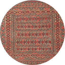 Square Machine Washable Traditional Tangerine Pink Rug, wshtr2773