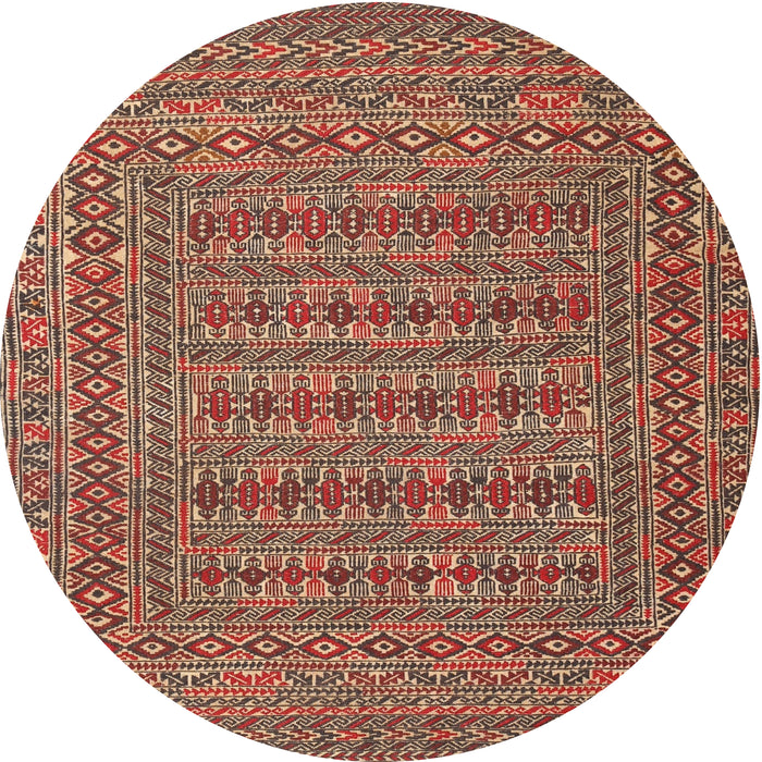 Square Machine Washable Traditional Tangerine Pink Rug, wshtr2773