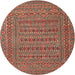 Round Traditional Tangerine Pink Southwestern Rug, tr2773