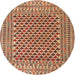 Round Traditional Fire Brick Red Southwestern Rug, tr2774