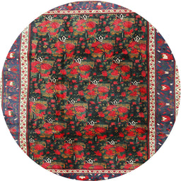 Square Machine Washable Traditional Brown Red Rug, wshtr2775