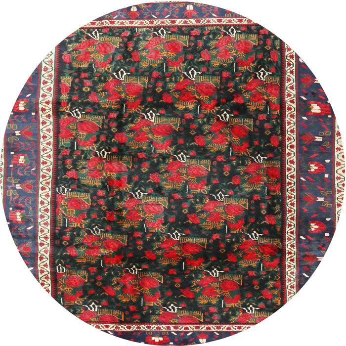 Square Machine Washable Traditional Brown Red Rug, wshtr2775
