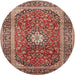 Round Traditional Red Medallion Rug, tr2776