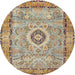 Round Traditional Sienna Brown Persian Rug, tr2778