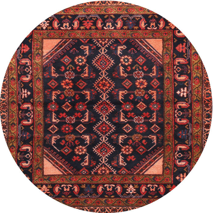 Square Machine Washable Traditional Chestnut Brown Rug, wshtr277