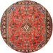 Square Machine Washable Traditional Tomato Red Rug, wshtr2781