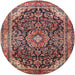 Round Traditional Saffron Red Medallion Rug, tr2783