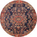 Round Traditional Orange Salmon Pink Medallion Rug, tr2785