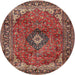 Square Machine Washable Traditional Saffron Red Rug, wshtr2787