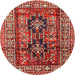 Round Traditional Dark Almond Brown Persian Rug, tr2789