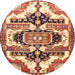Round Traditional Fire Brick Red Persian Rug, tr278