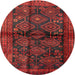 Round Traditional Red Persian Rug, tr2790