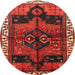 Round Traditional Sienna Brown Persian Rug, tr2793