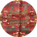 Round Traditional Rust Pink Animal Rug, tr2794