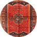 Round Traditional Sienna Brown Persian Rug, tr2797