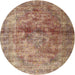 Round Traditional Sienna Brown Persian Rug, tr2798