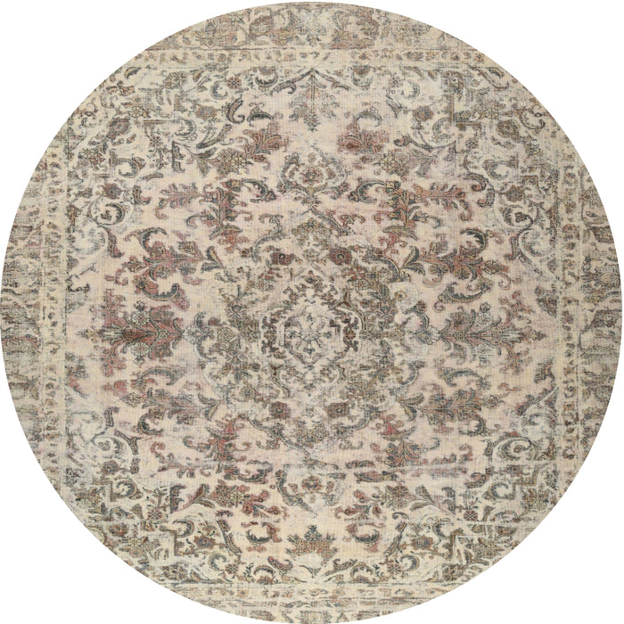 Round Traditional Dark Almond Brown Persian Rug, tr2799