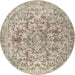 Round Traditional Dark Almond Brown Persian Rug, tr2799