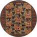 Square Machine Washable Traditional Light Brown Rug, wshtr27