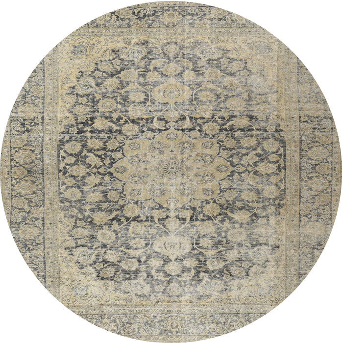 Round Traditional Khaki Green Persian Rug, tr2800