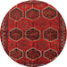 Round Traditional Reddish Brown Persian Rug, tr2801
