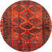 Round Traditional Brown Red Persian Rug, tr2802