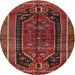 Round Traditional Sienna Brown Persian Rug, tr2805