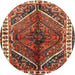 Round Traditional Red Persian Rug, tr2806
