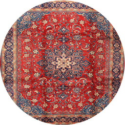 Round Traditional Orange Salmon Pink Persian Rug, tr2808