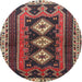 Round Traditional Saffron Red Persian Rug, tr280