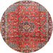 Square Machine Washable Traditional Camel Brown Rug, wshtr2810