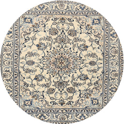 Round Traditional Vanilla Gold Medallion Rug, tr2813