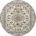 Round Traditional Vanilla Gold Medallion Rug, tr2813