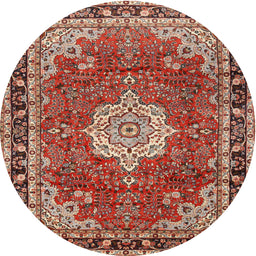 Square Machine Washable Traditional Tomato Red Rug, wshtr2814