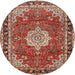 Square Machine Washable Traditional Tomato Red Rug, wshtr2814