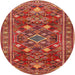 Round Traditional Copper Red Pink Persian Rug, tr2816