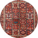 Round Traditional Dark Almond Brown Persian Rug, tr2817