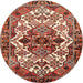 Round Traditional Saffron Red Persian Rug, tr2818