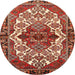 Round Traditional Red Persian Rug, tr2820