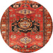 Round Traditional Red Persian Rug, tr2821