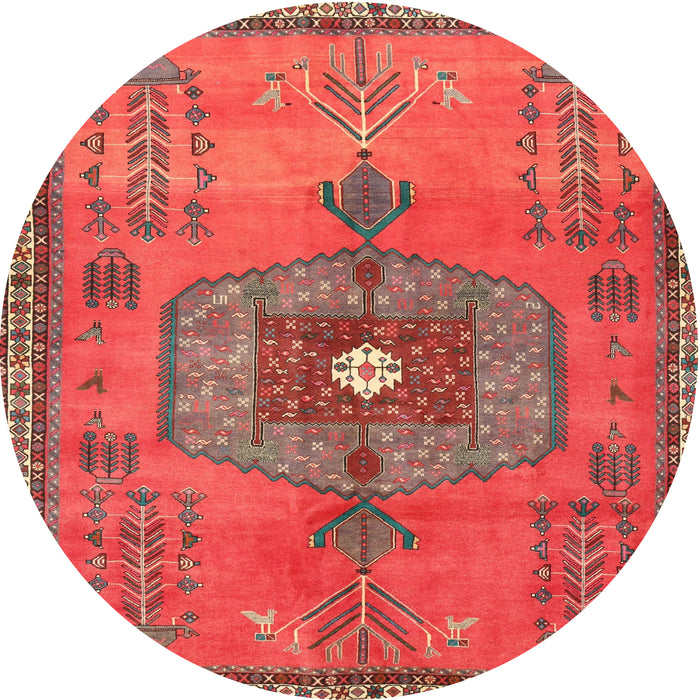 Square Machine Washable Traditional Rust Pink Rug, wshtr2823