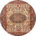 Round Traditional Sand Brown Persian Rug, tr2824