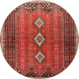 Round Traditional Rust Pink Persian Rug, tr2825
