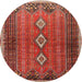 Round Traditional Rust Pink Persian Rug, tr2825